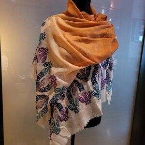 Screenprinted Merino Wool/Silk Scarf (WS1014A1)